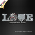 Custom love baseball glitter dmc hotfix rhinestone designs free sample offered